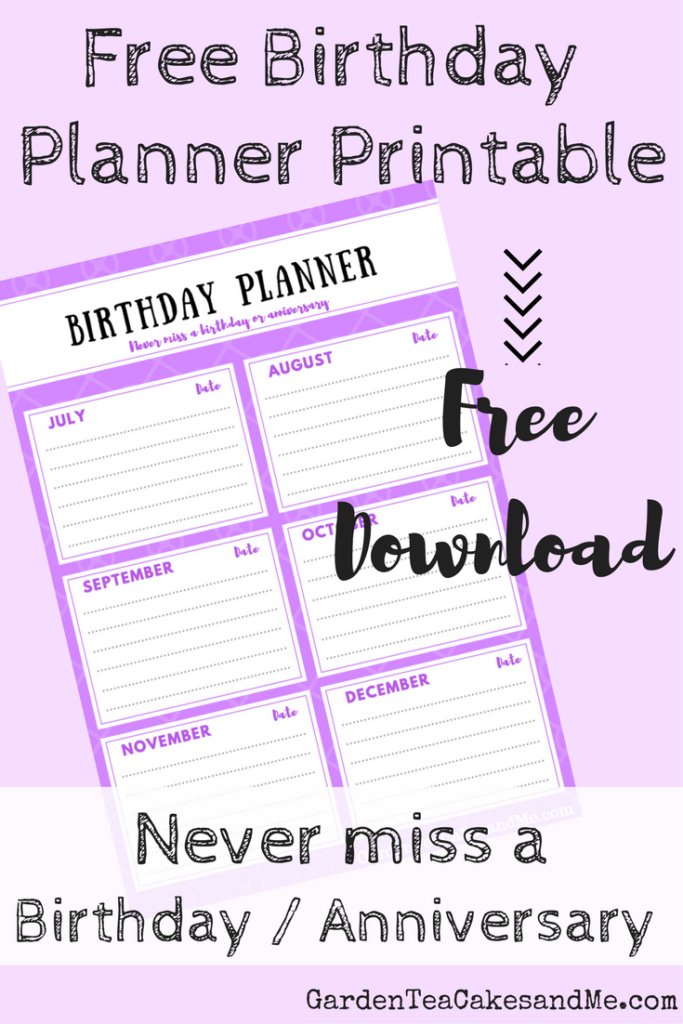 birthday planner printable birthday organiser organizer free